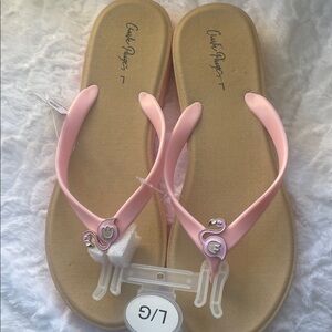 Charlie Paige Tan and Pink Flip Flops